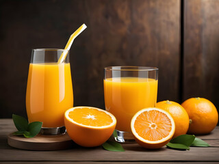 Fototapeta premium Healthy orange juice on the table