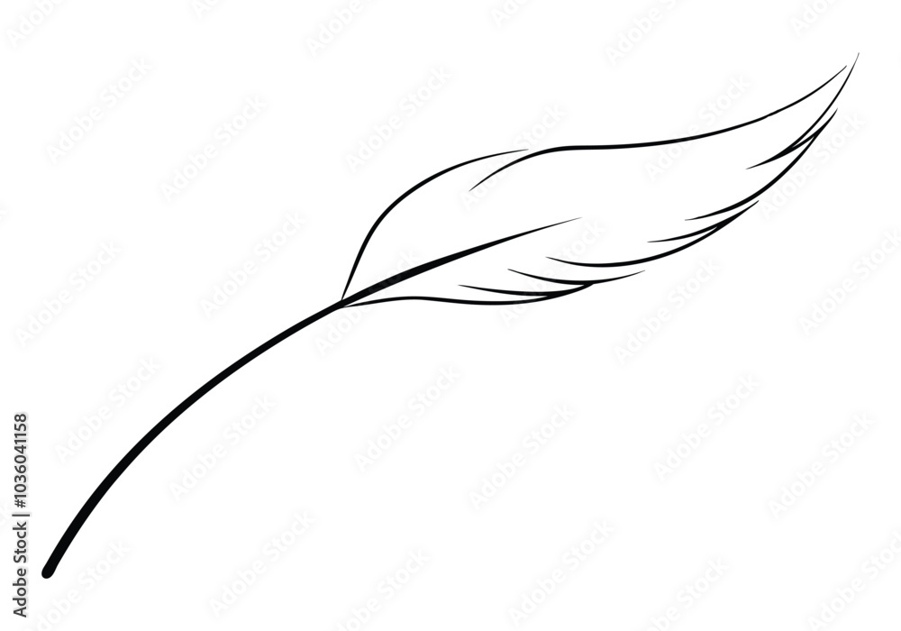 Fototapete continuous line art of a floating feather – elegant minimalist vector
