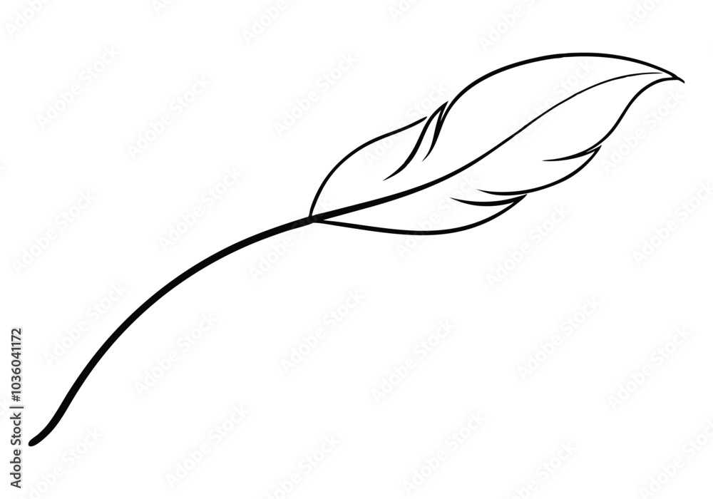 Fototapete continuous line art of a floating feather – elegant minimalist vector
