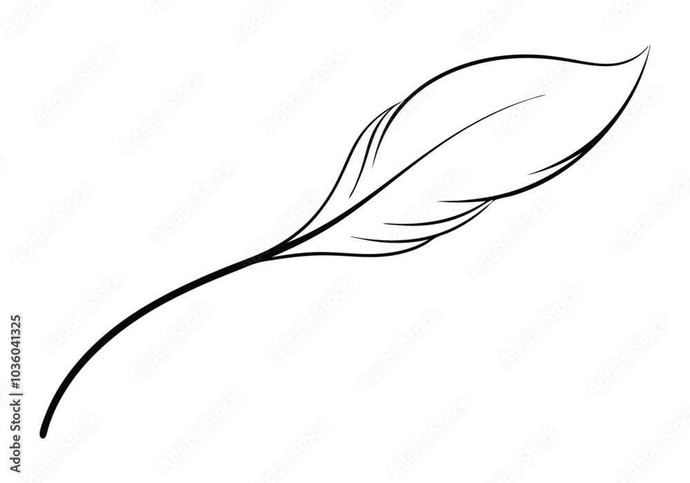 Fototapete continuous line art of a floating feather – elegant minimalist vector