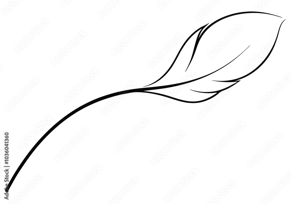 Fototapete continuous line art of a floating feather – elegant minimalist vector
