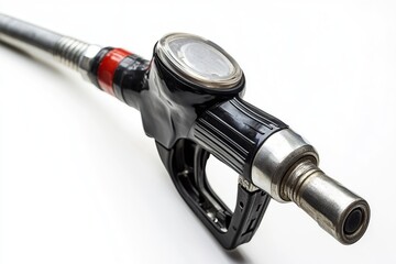 Petrol fuel hose on white background