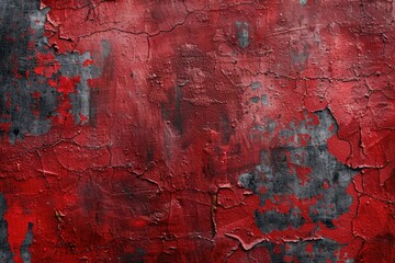 Obraz premium Abstract red paint grunge background on weathered wall.