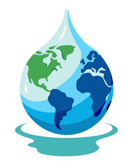 Water drop logo featuring the Earth, symbolizing water conservation and environmental awareness
