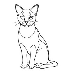 Obraz premium Line art drawing of a cat sitting calmly, symbolizing grace and companionship