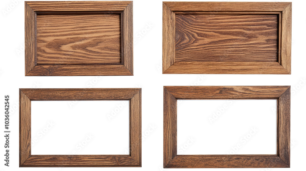 Poster oak frames with blank canvases on transparent background generative ai