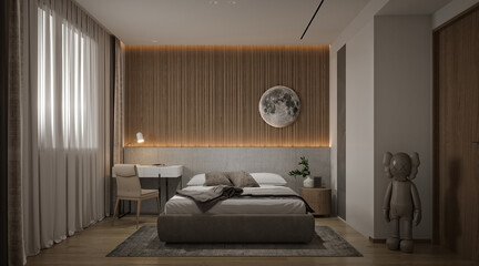 3d render of hotel room