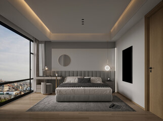 3d render of hotel room