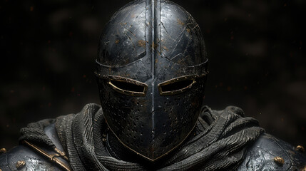 Fototapeta premium Helmeted knight of ancient times.