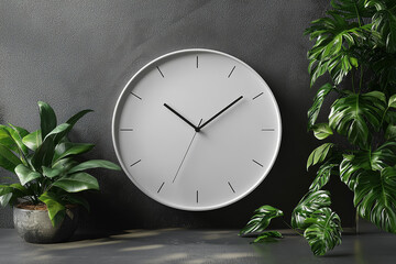 A plain white clock with no numbers, representing the abstract nature of time. Concept of minimalism.