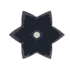 A single, six-pointed star shape in a dark gray color. The star has a slightly textured appearance and a smaller, hexagonal shape in its center. It's isolated on a white background, making it a simple