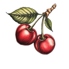 cherry tattoo design minimalist color art illustration sketch drawing