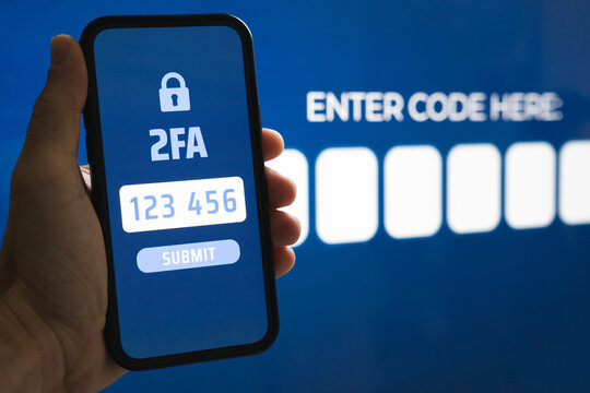 Two-factor Authentication 2FA Code Entry on Smartphone Security