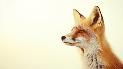 Obraz premium Stunning Close Up Portrait of a Red Fox Against a White Background, Capturing Its Vibrant Colors and Expressive Features