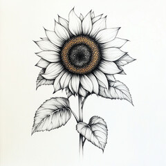 Sunflower minimalist tattoo design color art illustration sketch drawing