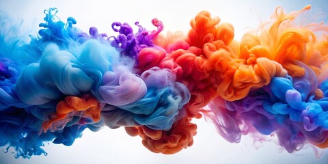 Fototapeta premium Abstract Swirls of Blue, Orange, and Purple Ink in Water, ink , abstract , color