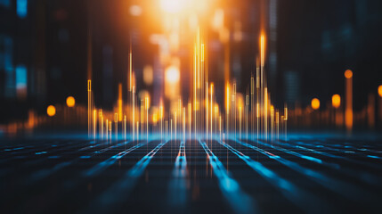 Abstract business smart city and charts and graphs with statistics to innovative analyze business potential and forecast future development of companies growth.