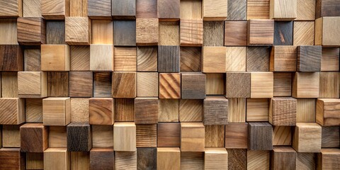 Fototapeta premium Abstract Wooden Cube Wall, wood , texture , pattern , background