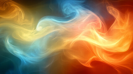 Abstract Flowing Waves of Blue & Orange Light with Smooth Gradient Background