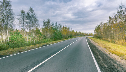 Fototapeta premium A road with a line of trees on either side