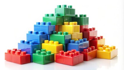 Obraz premium Colorful toy bricks are stacked, creating a growing structure