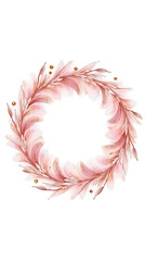 Fototapeta premium soft watercolor wreath features metallic accents festive christmas decoration white background alone