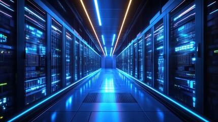 Fototapeta premium 3D rendering of CPU information engineering modern technology computer communication light effect big data center Research and development. virtual reality