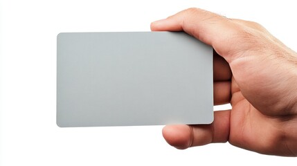 Fototapeta premium A hand presenting a blank card against a minimalist background in an intimate setting, inviting curiosity and creativity