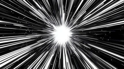 Obraz premium A bright, black light explodes in a burst of radial lines, creating a classic comic book flash effect. The speed lines and glow suggest intense speed and power, perfect for a superhero design.