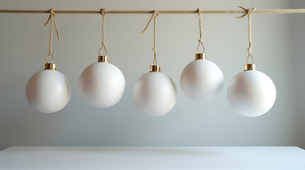 white christmas balls hang sturdy rope ground