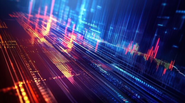 abstract, stock market chart lines financial graph on technology, clipart, at an angle