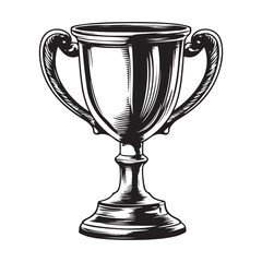 Trophy Cup Vector Isolated On White Background, Award Cup Vector Silhouette