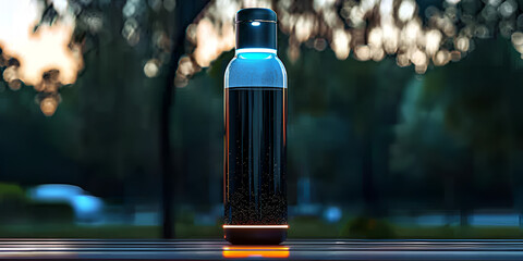 Smart water bottle with LED indicator, Modern reusable hydration tracker
