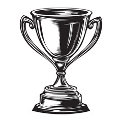 Trophy Cup Vector Isolated On White Background, Award Cup Vector Silhouette