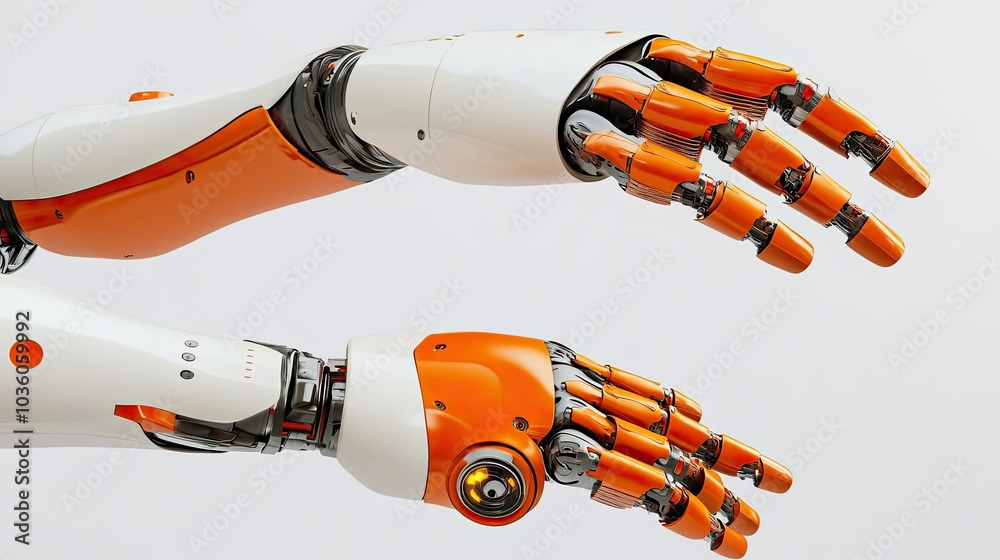Poster robotic hands showcasing advanced technology in a laboratory setting generative ai