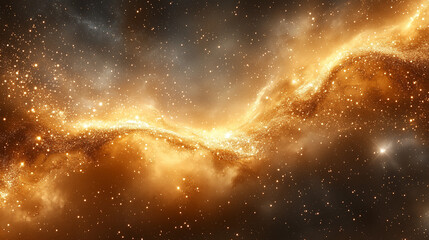 Bright Stars & Glowing Orange Nebula in Deep Space with Galaxy Background