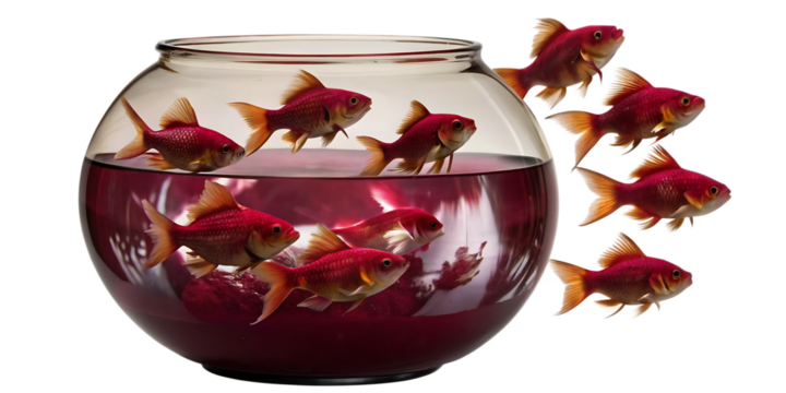 golden fish in aquarium, goldfish against white background.AI GENERATED