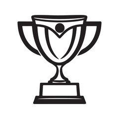 Trophy Cup Vector Isolated On White Background, Award Cup Vector Silhouette