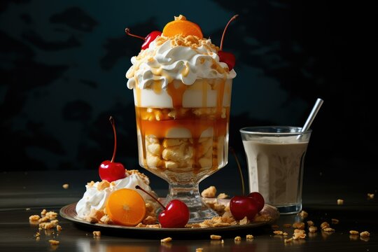 This delightful faluda dessert features layers of creamy ice cream colorful fruits and crunchy toppings making it a refreshing treat on a warm day
