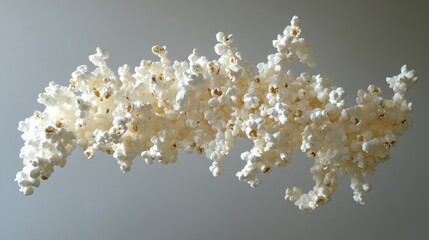 Floating popcorn clouds create a whimsical backdrop for imagination and joy in a creative snack experience