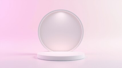 Podium for product presentation on soft light colour background.