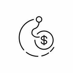 money fishing icon sign vector