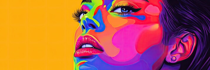 Naklejka premium Pop art style portrait with vibrant colors and exaggerated features