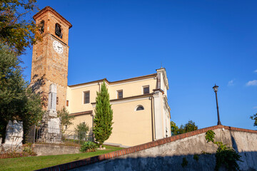 View of the church of Odalengo Piccolo, small village in the Monferrato (Italy, Piedmont Region,...