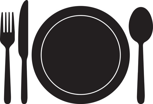 Dining plate set silhouette dinner plate icon printable,invitation card,social use,decoration and more