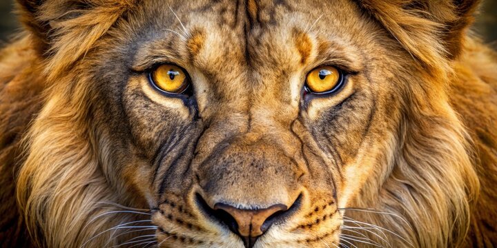 The Golden Gaze A Close-Up Portrait of a Lion's Intense Eyes, wildlife photography, animal portrait, lion
