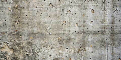 Obraz premium Weathered Concrete Wall with Holes, Photograph, Close-up, Grey and Brown Tones, Concrete Texture, Hole Pattern, Wall