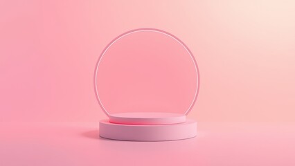 Podium for product presentation on soft light colour background.