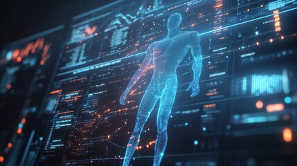 Obraz premium Blue Finance Virtual Digital Currency Body Idea Chart