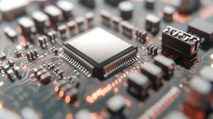 Close up of a high-tech cip embedded in a circuit board , technology, electronics, microchip, computer, hardware